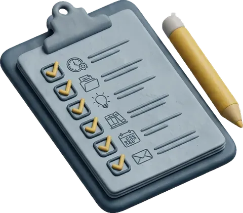 Clipboard with a ticked checklist and a pencil
